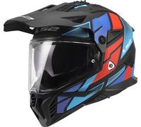 LS2 MX702 Pioneer II Block Casco de Enduro, negro-rojo-azul, tamaño L para Hombres