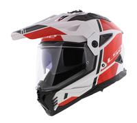 LS2 MX702 Pioneer II casco de aventura Hill blanco brillante rojo