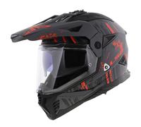 LS2 MX702 Pioneer II casco de aventura loco gris mate negro rojo