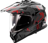 LS2 MX702 Pioneer II Crazy Casco de motocross, negro-gris-rojo, tamaño L para Hombres