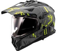 Casco LS2 MX702 Pioneer II Crazy Mate-Negro y amarillo fluor XXL