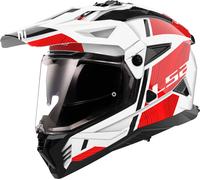 LS2 MX702 Pioneer II Hill Casco de motocross, blanco/rojo, Talla S (55/56)