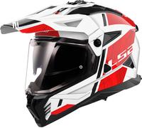 LS2 MX702 Pioneer II Hill Casco de motocross, blanco/rojo, Talla XL (61/62)