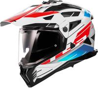 LS2 MX702 Pioneer II Namib Casco de motocross, blanco/azul/rojo, Talla XXL (63/64)