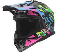LS2 MX708 Fast II Grotesk Casco de motocross, Azul/Verde, Talla M (57/58)