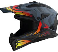 LS2 MX708 Fast II Wash Casco de motocross, negro-gris-naranja, tamaño 2XL