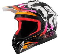 LS2 MX708 Fast II Wash Casco de motocross, Negro/Blanco/Rojo, Talla L (59/60)