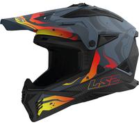 LS2 MX708 Fast II Wash Casco de motocross, negro/gris/naranja, Talla XL (61/62)