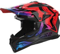 LS2 MX708 Fast II Wash Casco de motocross, negro/rojo/azul, Talla M (57/58)