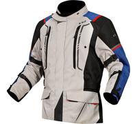 LS2 Narvik Chaqueta textil de moto impermeable, gris-rojo-azul, tamaño M para Hombres