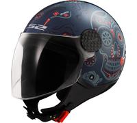 LS2 OF558 Sphere Lux II Maxca Casco Jet, Azul/Naranja, Talla M (57/58)