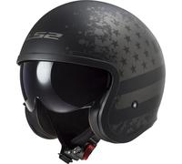 Casco Jet LS2 OF599 Spitfire II Bandera Negra MateS Bandera Negra Mate