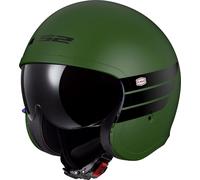 LS2 OF599 Spitfire II Retro, casco abierto M male Mate Verde Oscuro/Negro