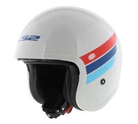 LS2 OF599 Spitfire II Retro Casco Jet, Bianco/BLU/Rosso, S (55/56)
