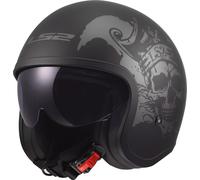 LS2 OF599 Spitfire II Willy, casco abierto XS female Mate Negro/Gris Oscuro