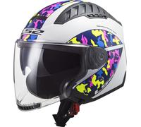 LS2 OF600 Copter Crispy Casco Jet, blanco-amarillo, tamaño XL para Hombres