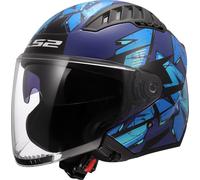 LS2 OF600 Copter II Kanji Casco Jet, azul, tamaño M para Hombres