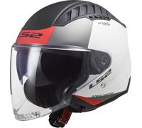 Casco Jet LS2 OF600 COPTER II Urbane Blanco/Rojo mate XS