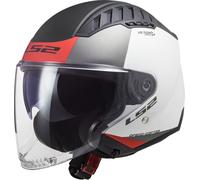 LS2 OF600 Copter II Urbane Casco Jet, negro-blanco-rojo, tamaño 2XL para Hombres