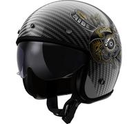 LS2 OF601 Bob II Carbon Custom, casco jet XL male Negro/Gris/Oro