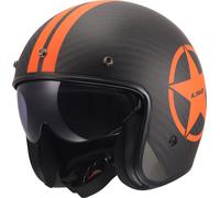 LS2 OF601 Bob II Carbon Star, casco abierto XL female Mate Negro/Naranja