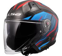 LS2 OF603 Infinity II Carbon Urus Casco Jet, carbono-rojo-azul, tamaño XS para Hombres