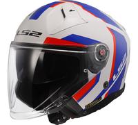 LS2 OF603 Infinity II Focus Casco Jet, blanco-rojo-azul, tamaño M para Hombres