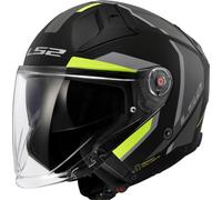 LS2 OF603 Infinity II Focus, casco jet L male Mate Negro/Gris/Amarillo Neón