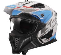 LS2 OF606 Drifter Devor Casco de trial, blanco-azul, tamaño M para Hombres