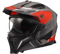 LS2 OF606 Drifter Devor Casco de trial, gris-rojo, tamaño M para Hombres