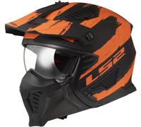 LS2 OF606 Drifter Mud Casco de trial, negro-naranja, tamaño L para Hombres