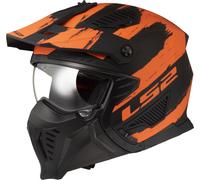 LS2 OF606 Drifter Mud, casco modular S male Mate Negro/Naranja