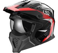 LS2 OF606 Drifter Triality Casco de trial, negro-rojo-plata, tamaño XS para Hombres