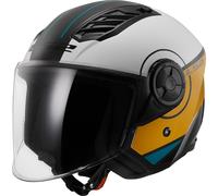 LS2 OF616 Airflow II Cover Casco Jet, blanco-marrón, tamaño XS para Hombres