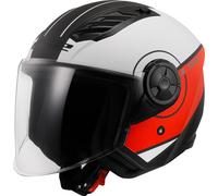 LS2 OF616 Airflow II Cover Casco Jet, blanco-rojo, tamaño M para Hombres