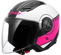 LS2 OF616 Airflow II Cover Casco Jet, blanco-rosa, tamaño 3XL para Hombres
