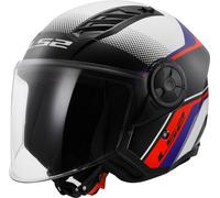 LS2 OF616 Airflow II Rush Casco Jet, blanco/azul/rojo, Talla S (55/56)