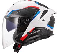 LS2 OF618 Verso II Air Casco Jet, blanco/azul/rojo, Talla S (55/56)