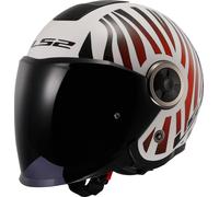 LS2 OF620 Classy Cool Casco Jet, blanco-rojo, tamaño XS para Hombres
