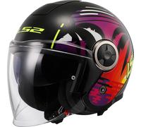 LS2 OF620 Classy Palm, casco jet XS male Negro/Naranja/Amarillo/Fucsia