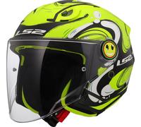 LS2 OF622 Funny II Glup Casco Jet para niños, negro/amarillo neón, Talla Y/S (47/48)
