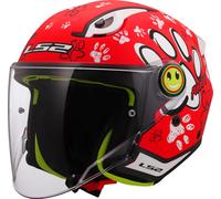 LS2 OF622 Funny II Paws Kinder Jethelm, rojo mate, Y/M (49/50)