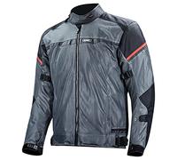 LS2 Riva Chaqueta textil de moto impermeable, negro/gris/rojo, Talla XL