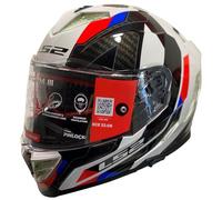 LS2 Storm 3 Designed Sporty Blanco Azul Rojo - Casco de Moto Integral en KPA con Visor Solar y Pinlock de Serie - Helmets Unisex Hombre y Mujer - ECE 22.06 (XL)