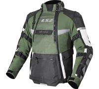 LS2 X-Master Chaqueta Textil de Motocicleta Impermeable, gris/negro/verde, Talla M