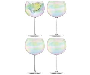 LSA International BB02 Globo de Cristal de Burbujas de 680 ml, Perla Juego de 4 Vidrio soplado y Hecho a Mano