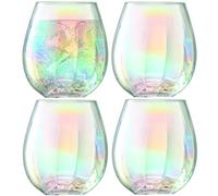 LSA International G1331-15-401 Vaso, Nácar, 425ml, Paquete de 4, Cristal, Blanco (Perla), 9 x 9 x 10 cm