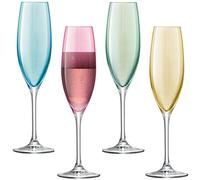 LSA International Copa de Champán, Polka, Pastel Surtido, 225ml, Cristal, Multicolores, 4 Unidad (Paquete de 1), 4