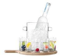 LSA International - Paddle - Set de servico para vodka con tabla de madrea de roble L38.5cm Transparente