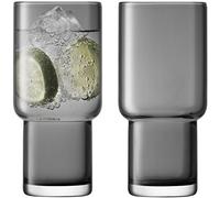 Lsa International Vaso Vidrio, Highball, Slate, 390ml, Paquete de 2, Cristal, Gris, 8.2 x 8.2 x 15 cm